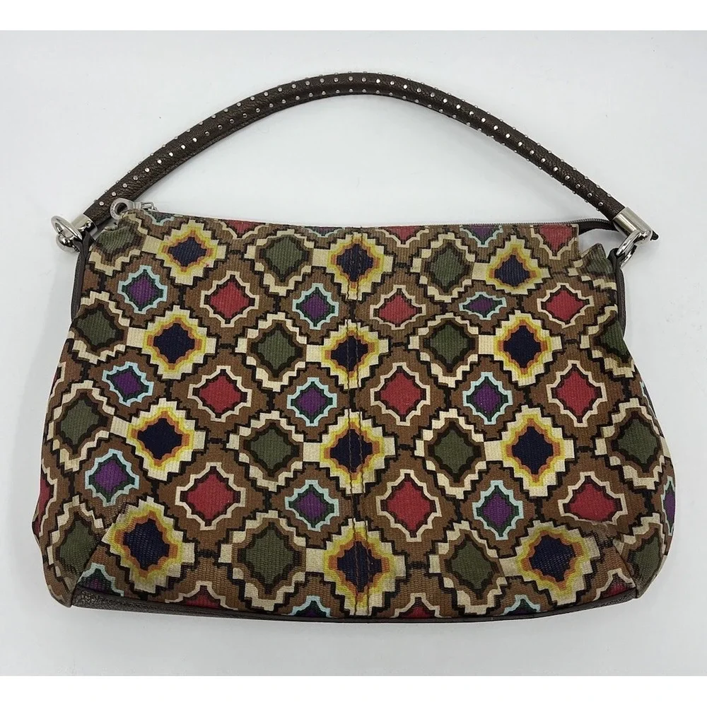 Vintage Relic By Fossil Purse Shoulder Bag Geometric Pattern Studded Strap
